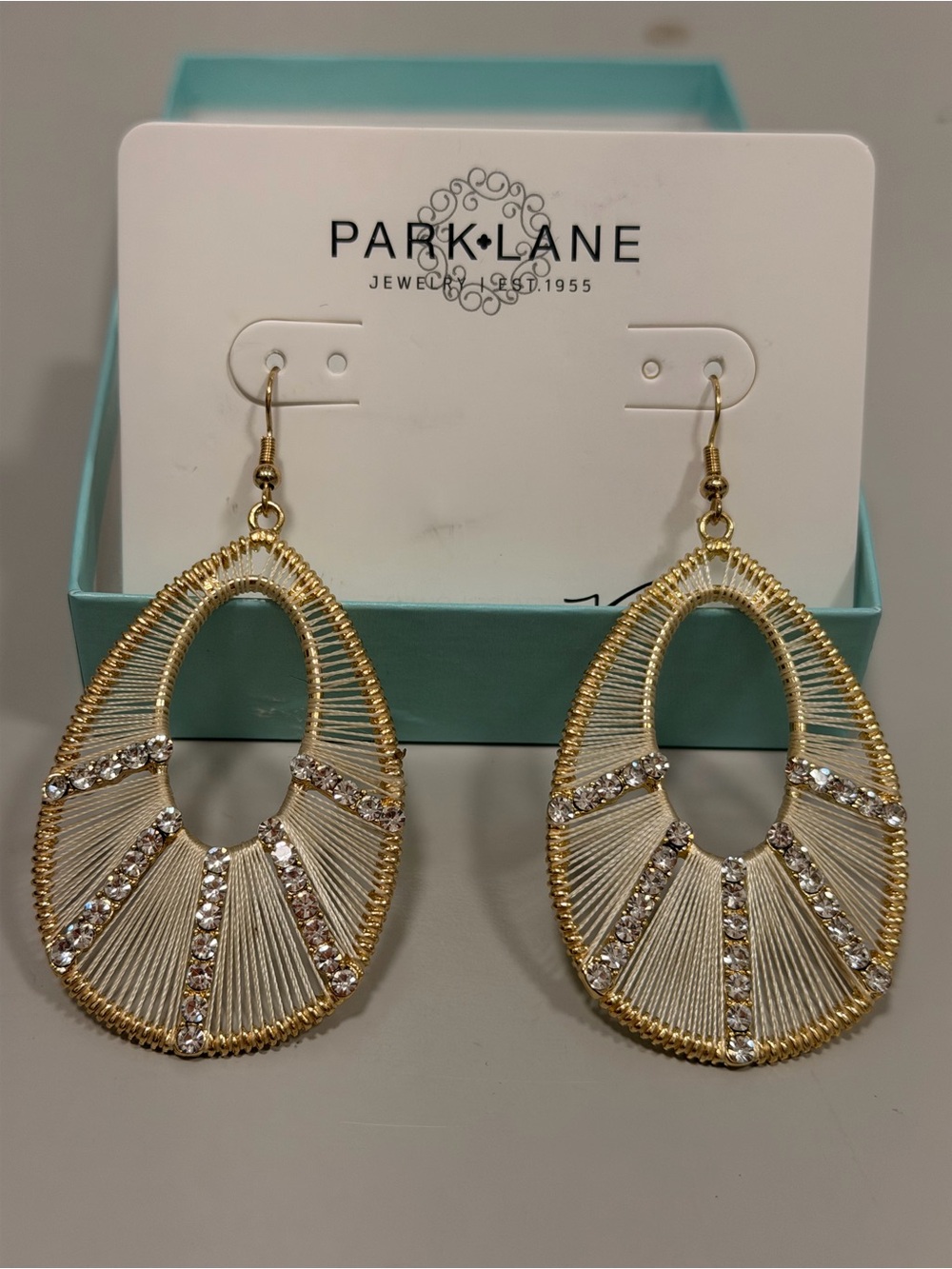 Park Lane Gold and Ivory Threaded Teardrop Earrings